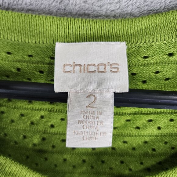 Womens Green Chicos Cardigan Sweater Short Sleeve Round Neck Size 2 (L) - Picture 6 of 11